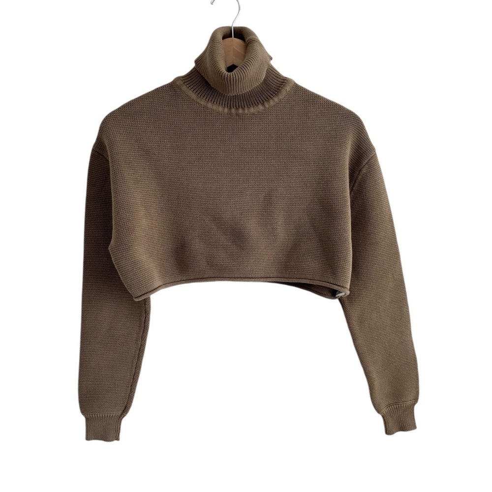 Zara Cropped Cotton Knit Turtleneck